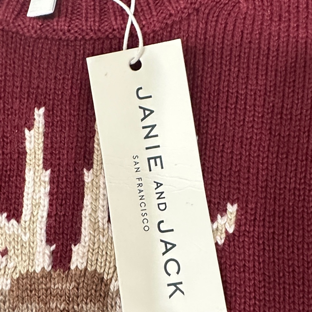 Janie and Jack Maroon Stag Knit Sweater 18-24months NWT - Picture 3 of 6